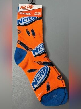 Nerf themed Orange Crew children’s Socks with Blue Logo Accents boys kids
